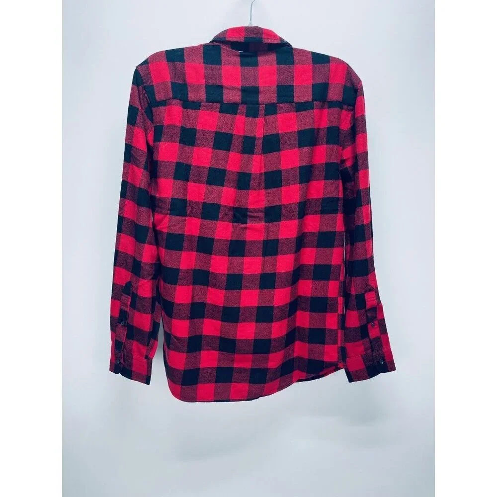 Christmas St. John's Bay Men's Red Black Long Sleeve Flannel Shirt Size M New